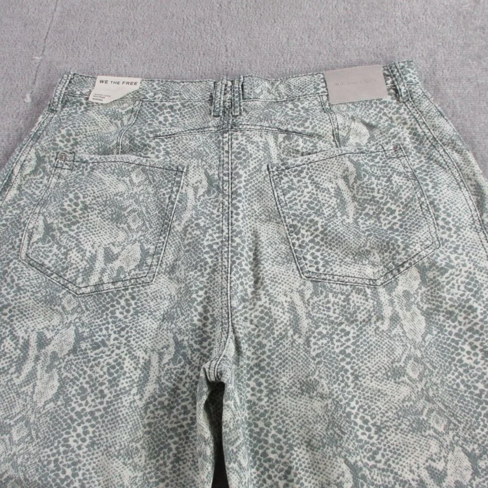 We The Free Jeans Womens 32 Snake Print Good Luck Barrel Wide Leg Pants NEW - Picture 6 of 15